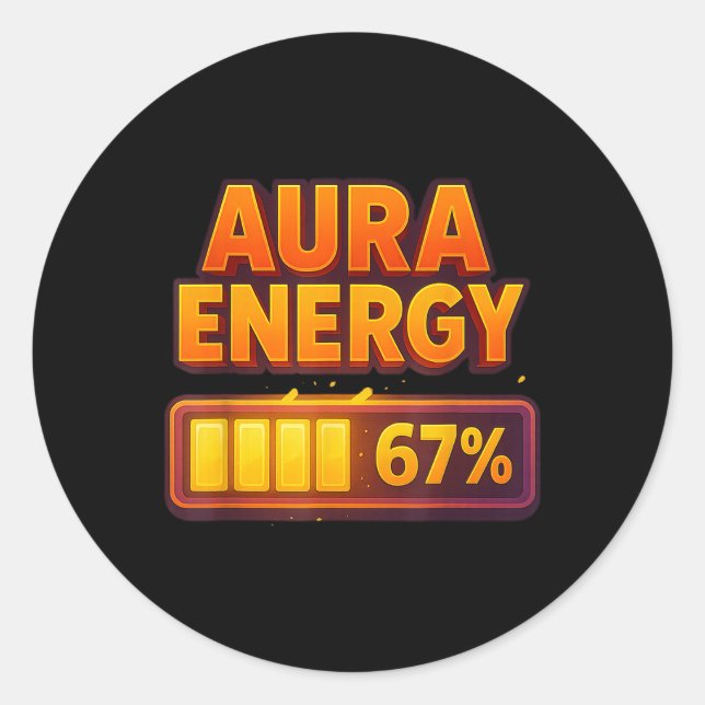 Sticker Rond Énergie Aura À 67 Meme Drôle Six Sept Génération A (Devant)