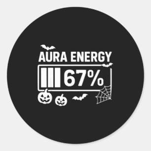 Sticker Rond Énergie d'aura 67 pour cent 6 7 mème halloween