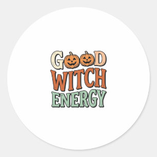 Sticker Rond Énergie de bonne sorcière Design vectoriel Hallowe