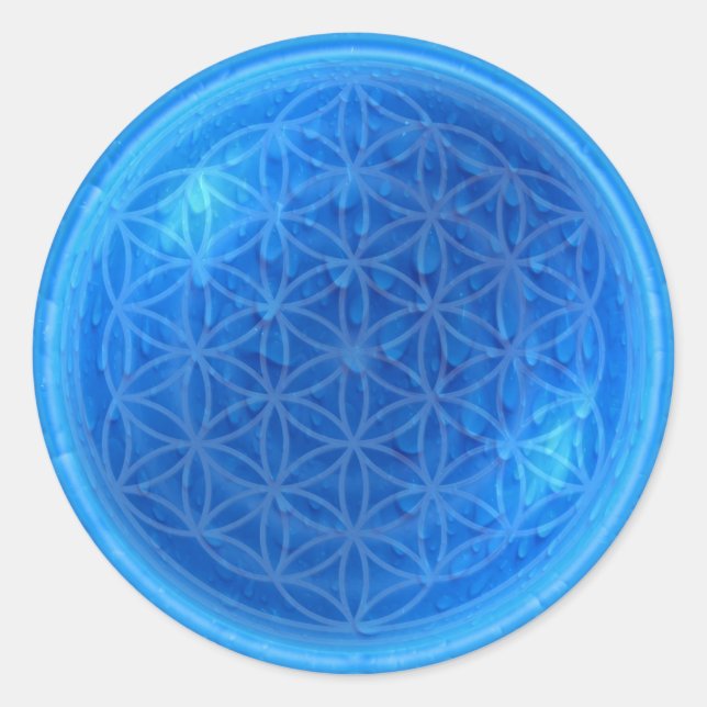 Sticker Rond Énergie de l'eau avec fleur de vie (Devant)