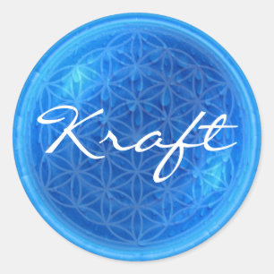 Sticker Rond Énergie de l'eau avec fleur de vie   Kraft