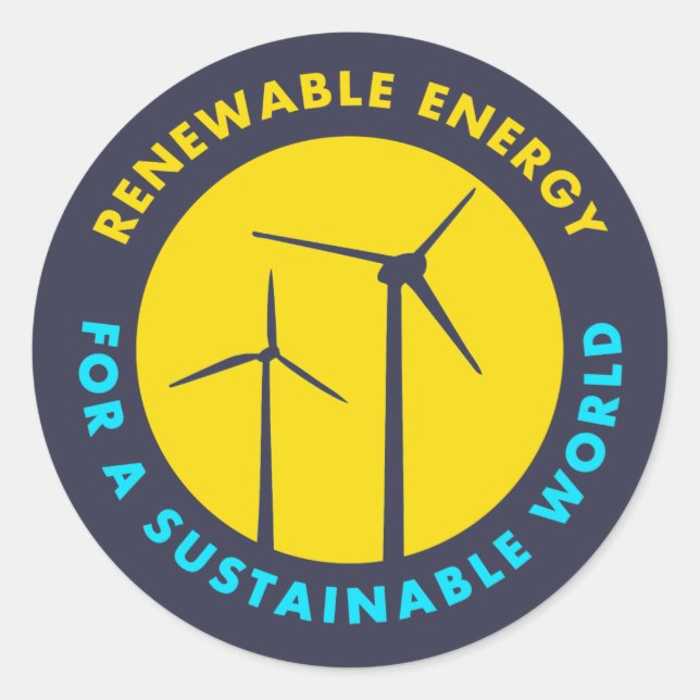 Sticker Rond Énergie Renouvelable Pour Un Monde Durable (Devant)