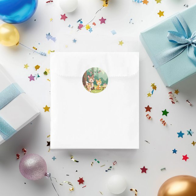 Sticker Rond Enfant animal de bois mignon anniversaire (Créateur téléchargé)