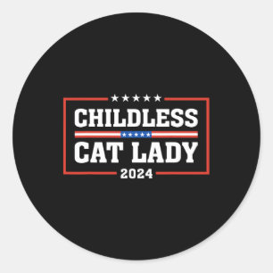 Sticker Rond Enfant Chat Lady 24 Drôle Élection 2024 P