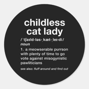Sticker Rond Enfant Chat Lady Funny Dictionnaire Définition