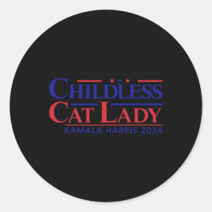 Sticker Rond Enfant Chat Lady Kamala 2024 Harris Funny Présiden