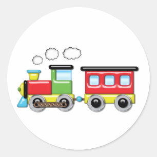 Sticker Rond Enfant coloré ; s Locomotive & Caboose