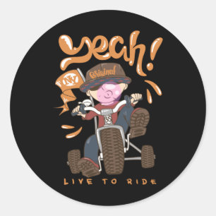 Sticker Rond Enfant cool à vélo