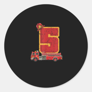 Sticker Rond Enfant de 5 ans Cadeaux Pompiers