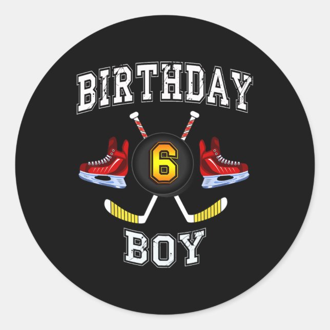 Sticker Rond Enfant de 6e anniversaire - Ice Hockey 6 ans (Devant)