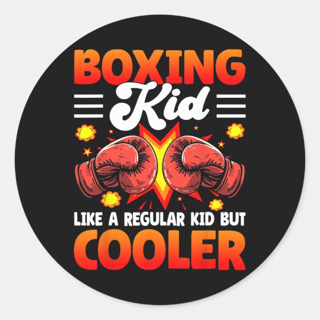 Sticker Rond Enfant de boxe comme un enfant régulier mais plus  (Devant)