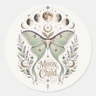 Sticker Rond enfant de la lune
