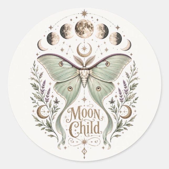 Sticker Rond enfant de la lune (Devant)