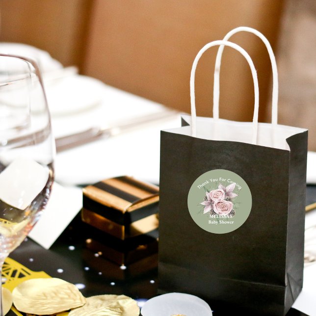 Sticker Rond Enfant d'hiver en fleur rose pépecones floraux ver (Créateur téléchargé)