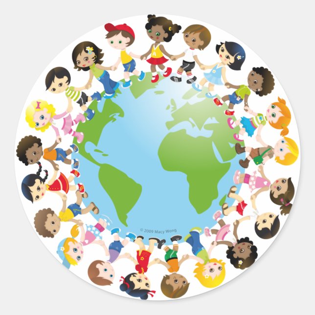Sticker Rond Enfant du monde (Devant)