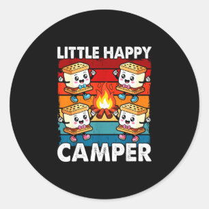 Sticker Rond Enfant en bas âge garçon mignon campeur de marshma