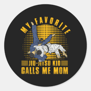 Sticker Rond Enfant favori de Jiu-Jitsu brésilien appelle Maman
