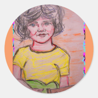 Sticker Rond enfant jouant jouet guitare électrique