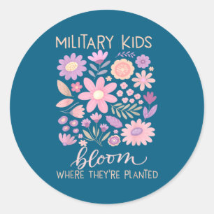 Sticker Rond Enfant militaire pissenlit fleurir où planté viole