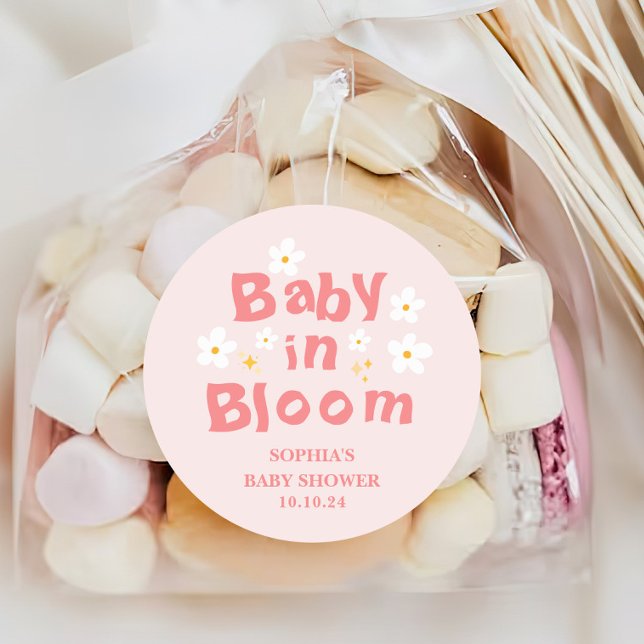 Sticker Rond Enfant Printemps En Fleur Baby shower Favoriser (Créateur téléchargé)