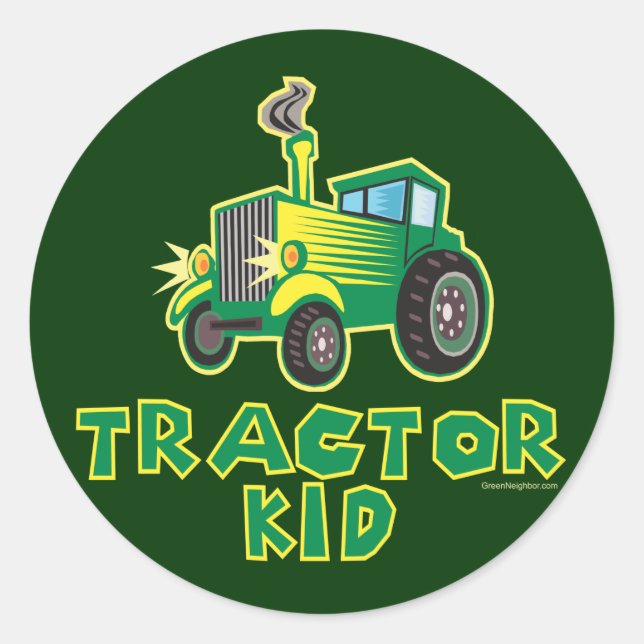 Sticker Rond Enfant tracteur vert (Devant)