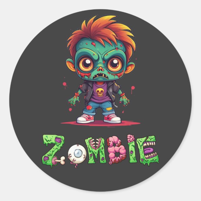 Sticker Rond Enfant Zombie - Cendres (Devant)