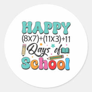 Sticker Rond Enfants 100 Jours De L'École D'Équation Mathématiq