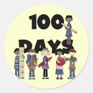 Sticker Rond Enfants 100 jours de t-shirts et cadeaux scolaires