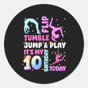 Sticker Rond Enfants 10 ans anniversaire Gymnaste 10ème Gymnast