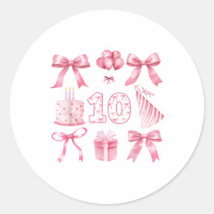 Sticker Rond Enfants 10e Coquette fête d'anniversaire Dix ans G