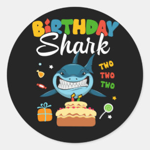 Sticker Rond Enfants 2e anniversaire Garçon requin Deux Corresp