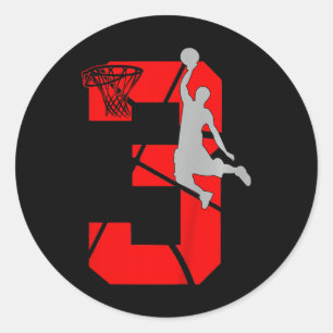 Sticker Rond Enfants 3 ans 3ème Basketball Anniversaire FêteThè