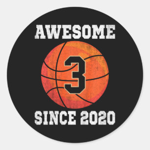 Sticker Rond Enfants 3e anniversaire Bysketbyll Lover 3 ans Vie