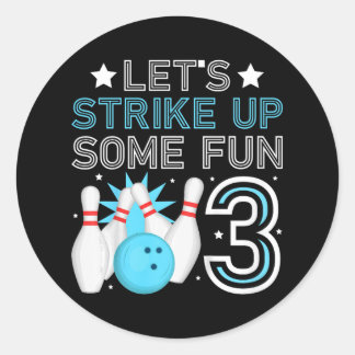 Sticker Rond Enfants 3e anniversaire de la fête Bowling Boy 3 a