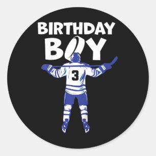 Sticker Rond Enfants 3ème Anniversaire Hockey sur Glace 3 Ans T