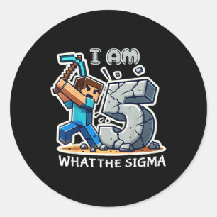 Sticker Rond Enfants 5 ans Sigma Pixel Art Mining Gamer S