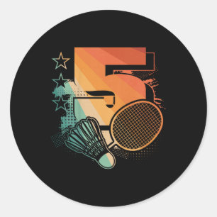 Sticker Rond Enfants 5Anniversaire Joueur Badminton Badminton J