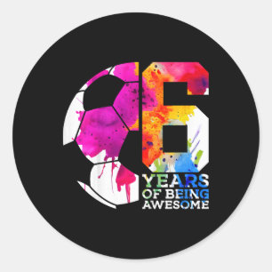Sticker Rond Enfants 6 ans d'être incroyable soccer 6e annivers