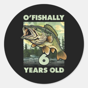 Sticker Rond Enfants 6 ans pêcheur O'fishally 6 pêche 6ème