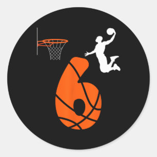 Sticker Rond Enfants 6 ans Slam Dunk C'est mon 6 anniversaire B