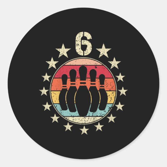 Sticker Rond Enfants 6e anniversaire Bowling 6 ans Bowling nais (Devant)