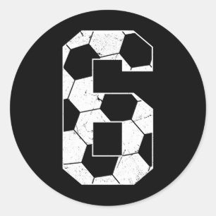 Sticker Rond Enfants 6ème Anniversaire Garçon Joueur de Footbal