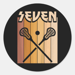 Sticker Rond Enfants 7 ans Lacrosse Anniversaire Garçon Fille 7