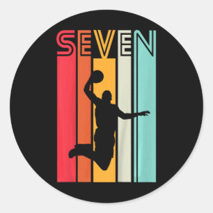 Sticker Rond Enfants 7e anniversaire Bysketbyll Lover Don 7 ans