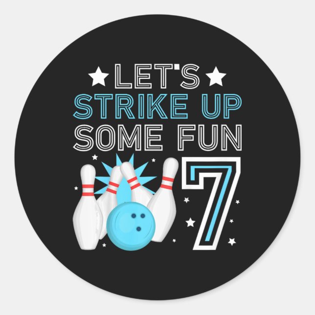 Sticker Rond Enfants 7e anniversaire de la fête Bowling Boy 7 a (Devant)