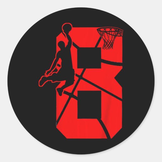 Sticker Rond Enfants 8 ans 8ème Basketball Anniversaire FêteThè (Devant)