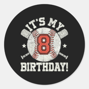 Sticker Rond Enfants 8e baseball Anniversaire Party Boys Ventil