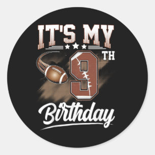 Sticker Rond Enfants 9 ans C'est mon 9e anniversaire Football E