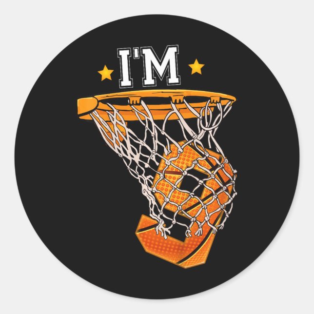 Sticker Rond Enfants 9e Anniversaire Basketball I'm 9 Garçon Fi (Devant)