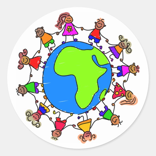 Sticker Rond Enfants africains (Devant)